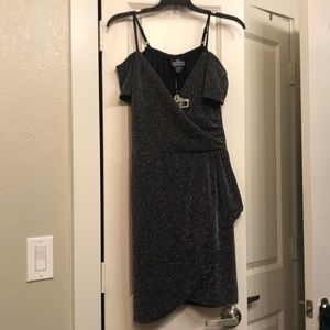 Sparkly black cold shoulder dress size m